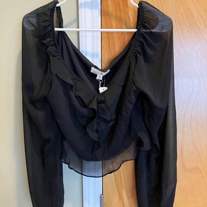 Black Ruffle Crop Top (Stitch Fix)